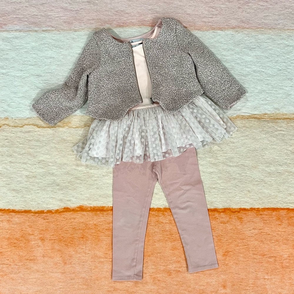 Girls Size 3T Pippa & Julie Pink Ballerina Tank & Matching Jacket & Leggings